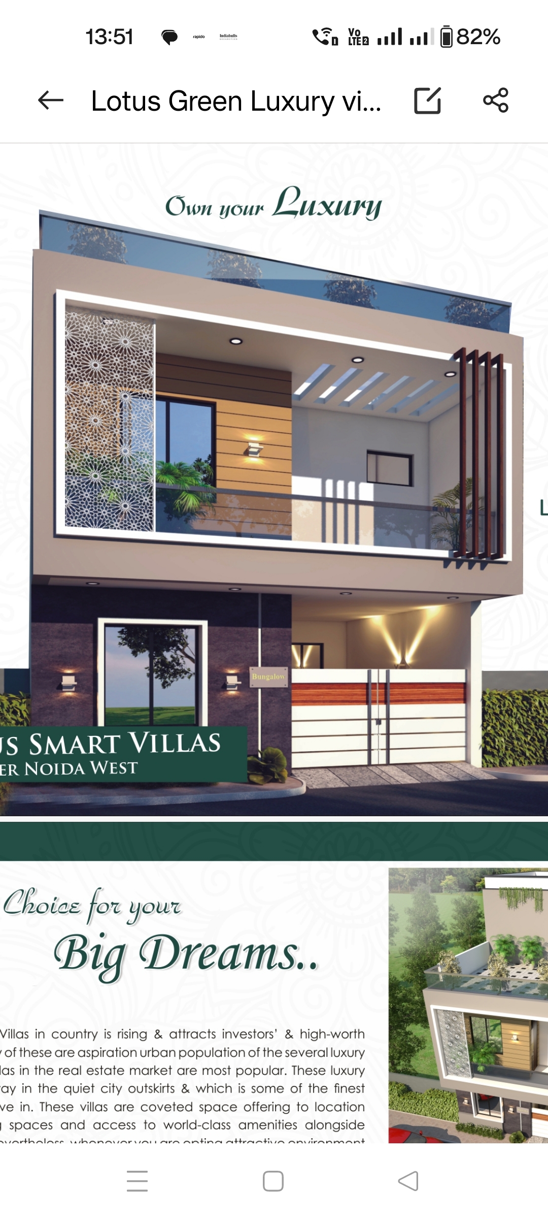 3 BHK 1550 Sq.Ft. Villa in Renowned Lotus Srishti