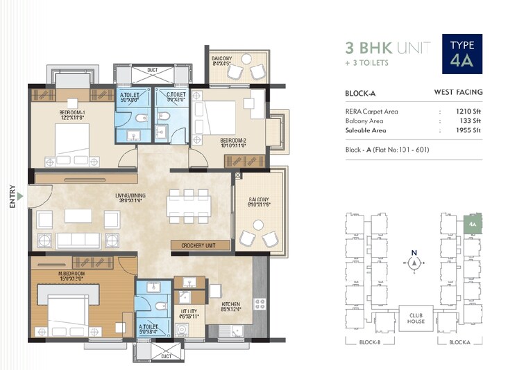 Floor Plan, sb-urban-park 3 Bedroom 1955 Sq.Ft. Apartment In Rachenahalli Bangalore 8963062