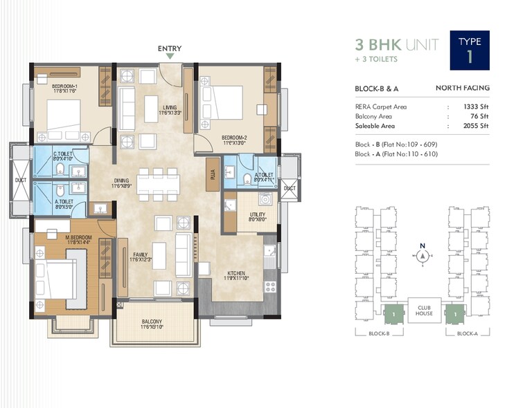 Floor Plan, sb-urban-park 3 Bedroom 2055 Sq.Ft. Apartment In Rachenahalli Bangalore 8963082