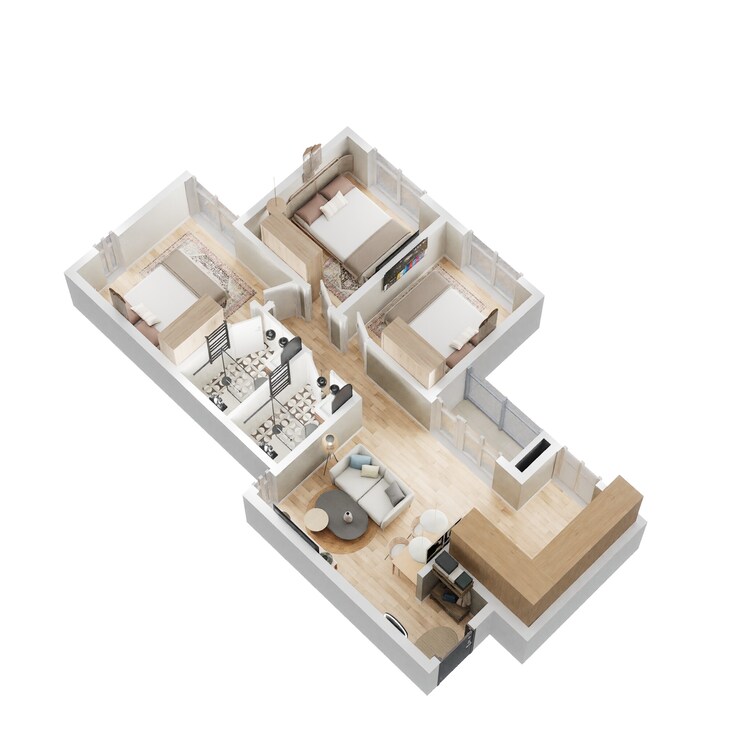 Floor Plan, shriram-107-south-east 3 Bedroom 914 Sq.Ft. Apartment In Attibele Bangalore 8963693