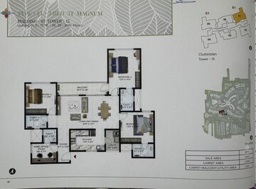 Floor Plan in 3 BHK Apartment at Prestige Park Grove, Whitefield – for Sale