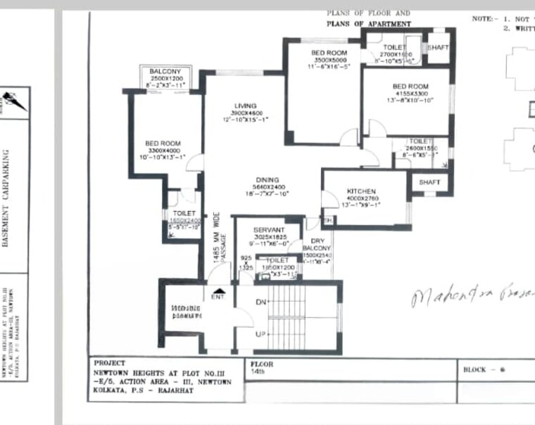 Floor Plan, new town 3.5 Bedroom 1660 Sq.Ft. Apartment In New Town Kolkata 8965603