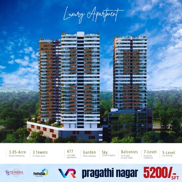 3 BHK Apartment – Exterior View View at Pragathi Green Woods, Bowrampet - for Sale