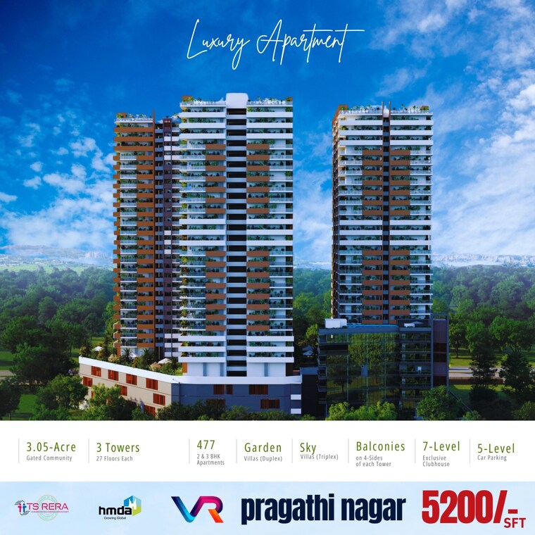 Exterior View, pragathi-green-woods 3 Bedroom 1800 Sq.Ft. Apartment In Bowrampet Hyderabad 8966244