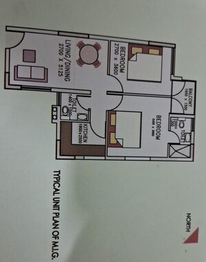 Floor Plan in 2 BHK Apartment at Shrachi Greenwood Elements, Rajarhat New Town – for Sale