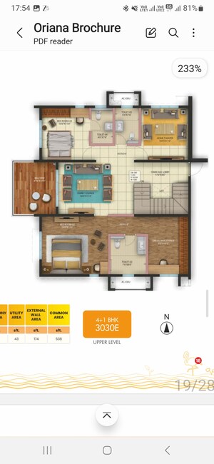 Floor Plan in 4 BHK Apartment at Cybercity Rainbow Vistas Rock Gardens, Hi Tech City – for Sale