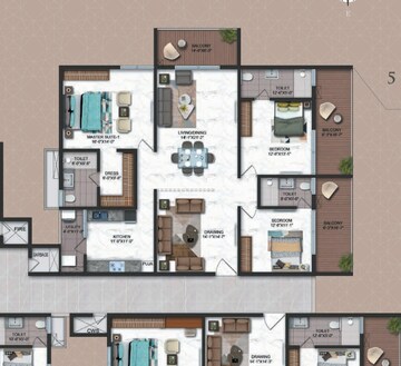 Floor Plan in 3 BHK Apartment at Candeur Crescent, Serilingampally – for Sale