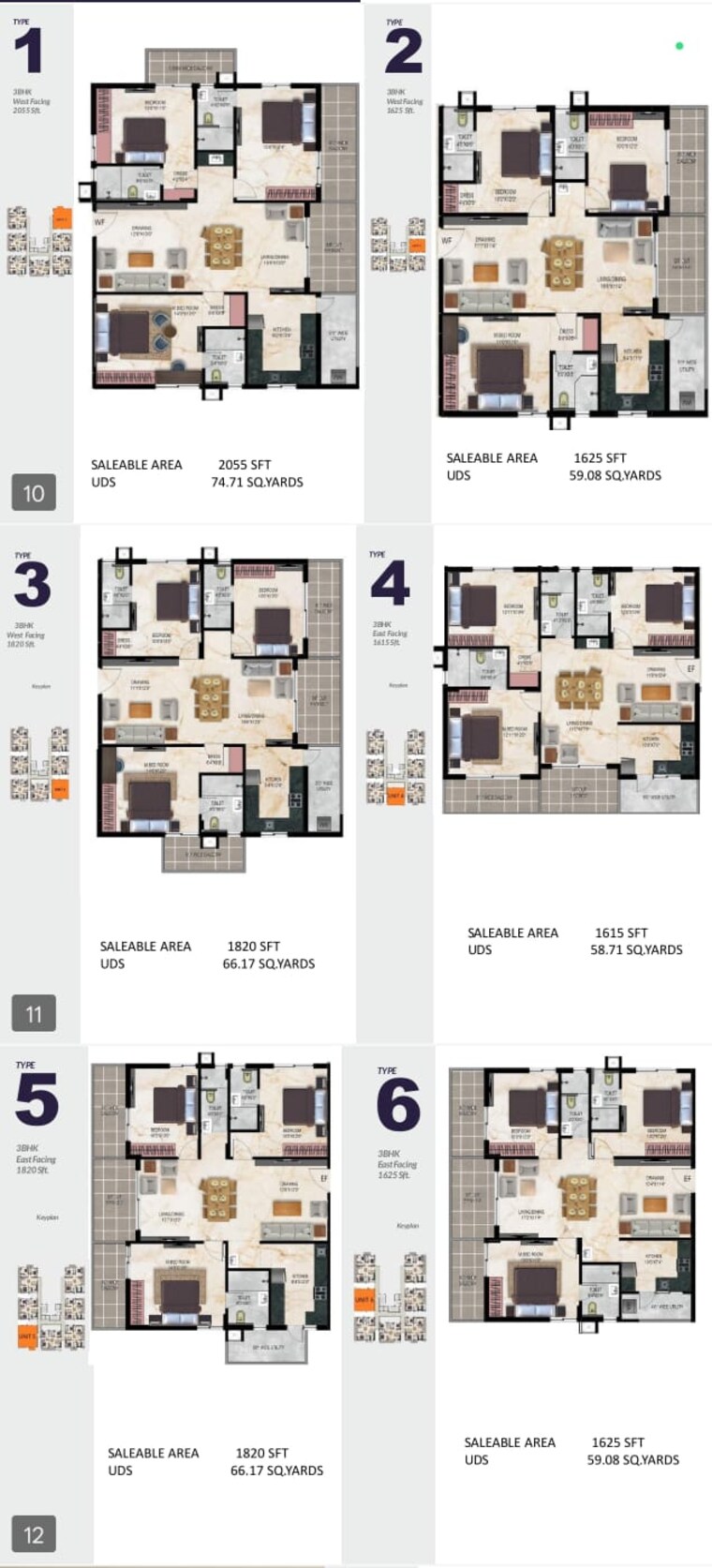 Floor Plan, maram-katam-jayasree 3 Bedroom 1840 Sq.Ft. Apartment In Hastinapuram Hyderabad 8971117