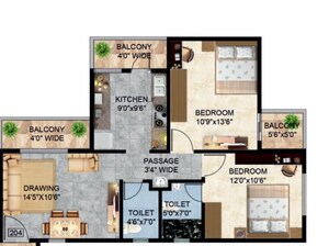 Floor Plan in 2 BHK Apartment at Friends Colony – for Sale