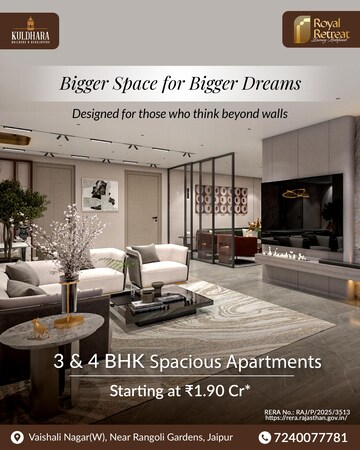 Living Room in 3 BHK Apartment at Vaishali Nagar – for Sale