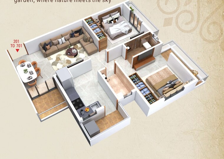 Floor Plan, dabha 2 Bedroom 1100 Sq.Ft. Apartment In Dabha Nagpur 8973390
