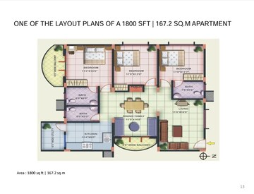 Floor Plan in 3 BHK Apartment at Shanders Alta Vista, Electronic City – for Sale