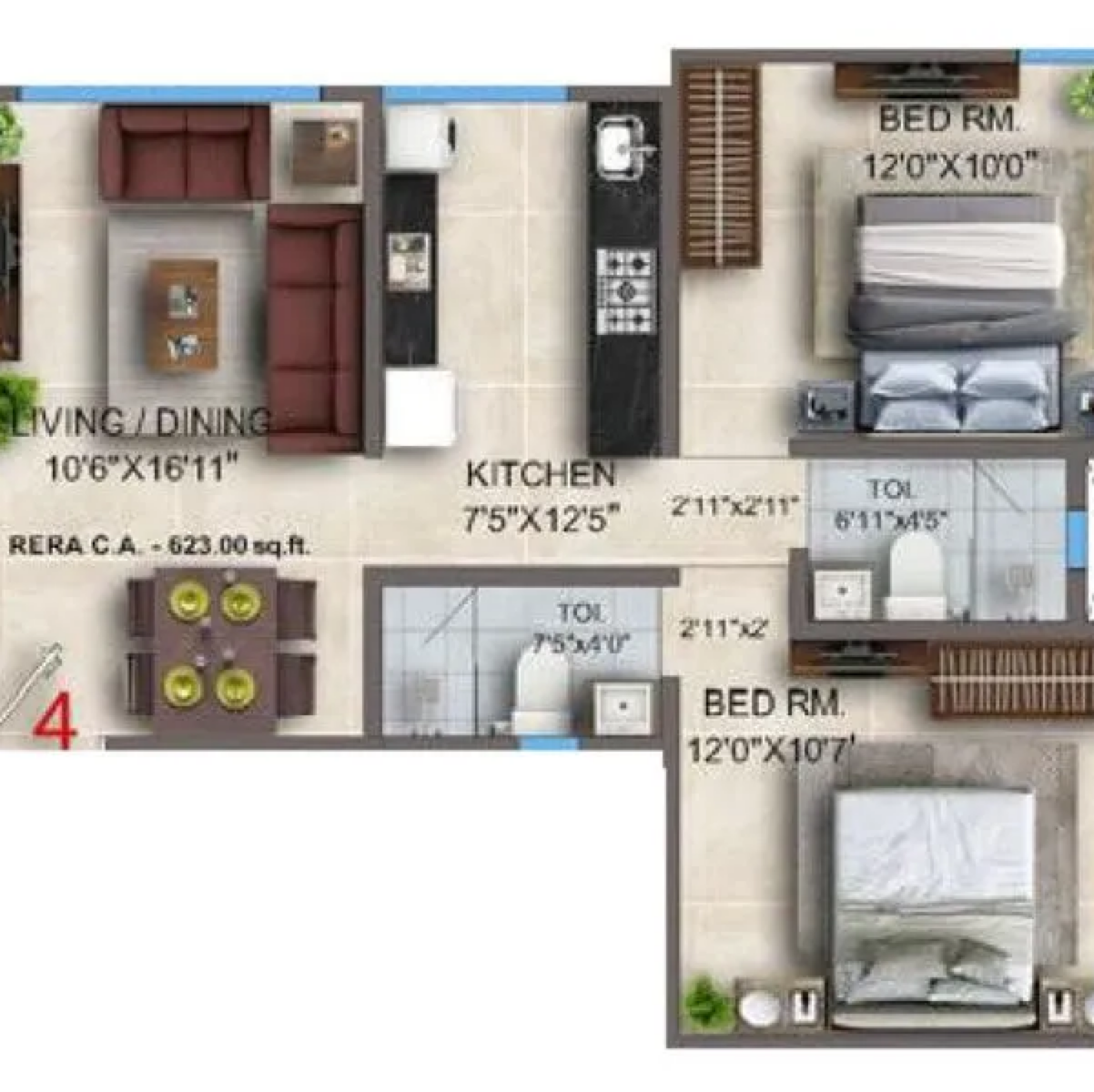 2 BHK Apartment For Sale in DPS Sanctum