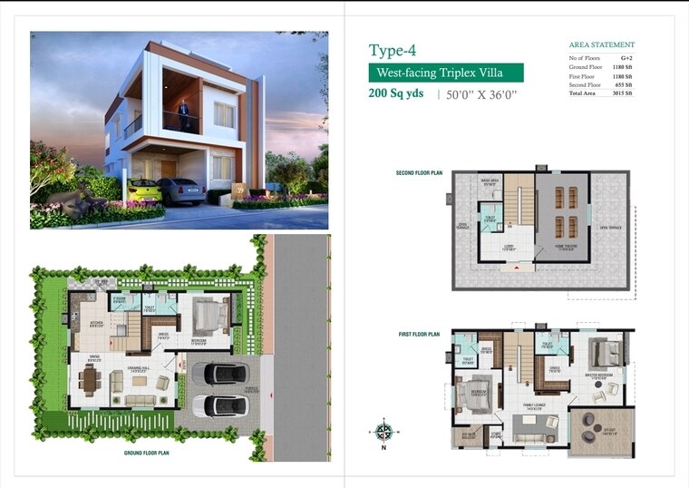 Floor Plan, sultanpur 3 Bedroom 3016 Sq.Ft. Villa In Sultanpur Hyderabad 8974158