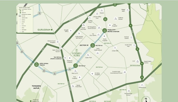 Map Location, godrej-alira 3 Bedroom 2426 Sq.Ft. Apartment In Sector 39 Gurgaon 8974306