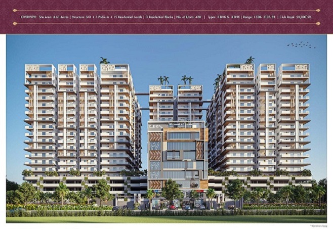 3 BHK + Pooja Room 1765 Sq.Ft. Apartment in Nikhila Royal Pavilion
