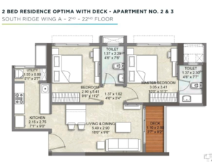 Floor Plan in 2 BHK Apartment at Kalpataru Vivant, Jogeshwari East – for Sale