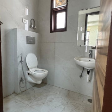 Bathroom in 2 BHK Builder Floor at Palm Residency Chhatarpur, Rajpur Khurd Extension – for Rent