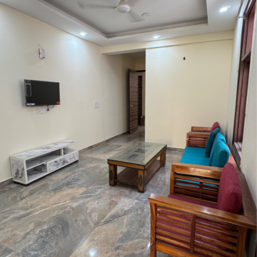 Living Room in 2 BHK Builder Floor at Palm Residency Chhatarpur, Rajpur Khurd Extension – for Rent