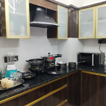 Kitchen in 2 BHK Builder Floor at Palm Residency Chhatarpur, Rajpur Khurd Extension – for Rent