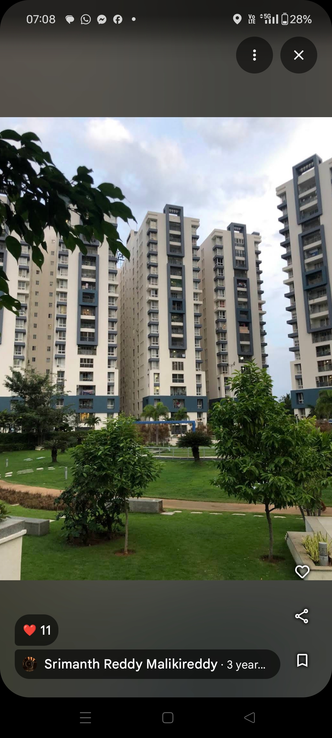 3 BHK + Pooja Room 2075 Sq.Ft. Apartment in Meenakshi Sky Lounge