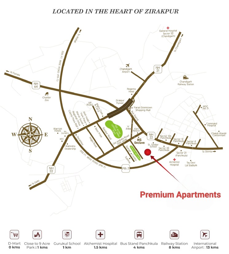 Map Location, pir machalla 3 Bedroom 2135 Sq.Ft. Apartment In Pir Machalla Zirakpur 8979448