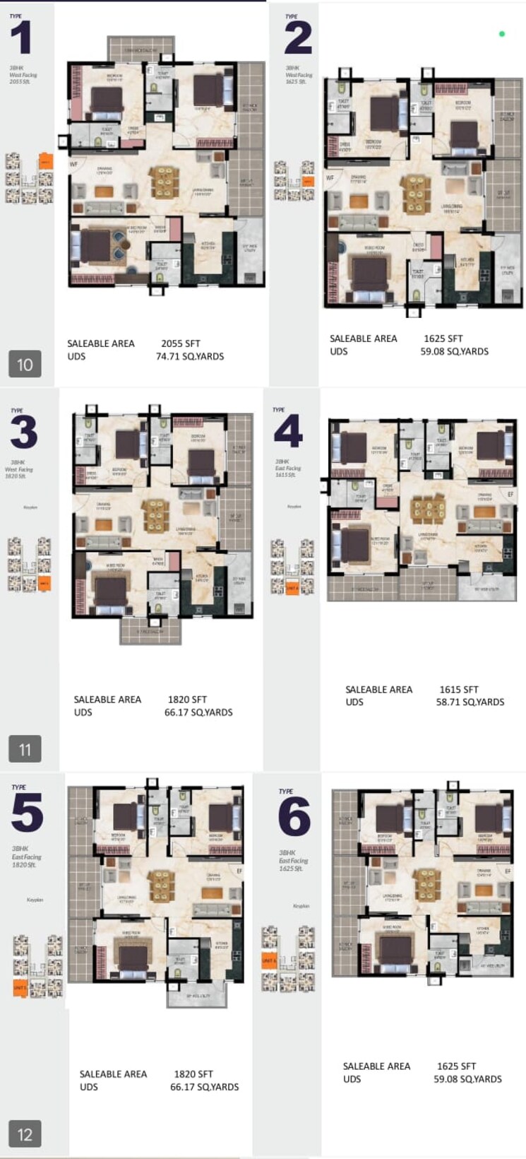Floor Plan, maram-katam-jayasree 3 Bedroom 1625 Sq.Ft. Apartment In Hastinapuram Hyderabad 8980152