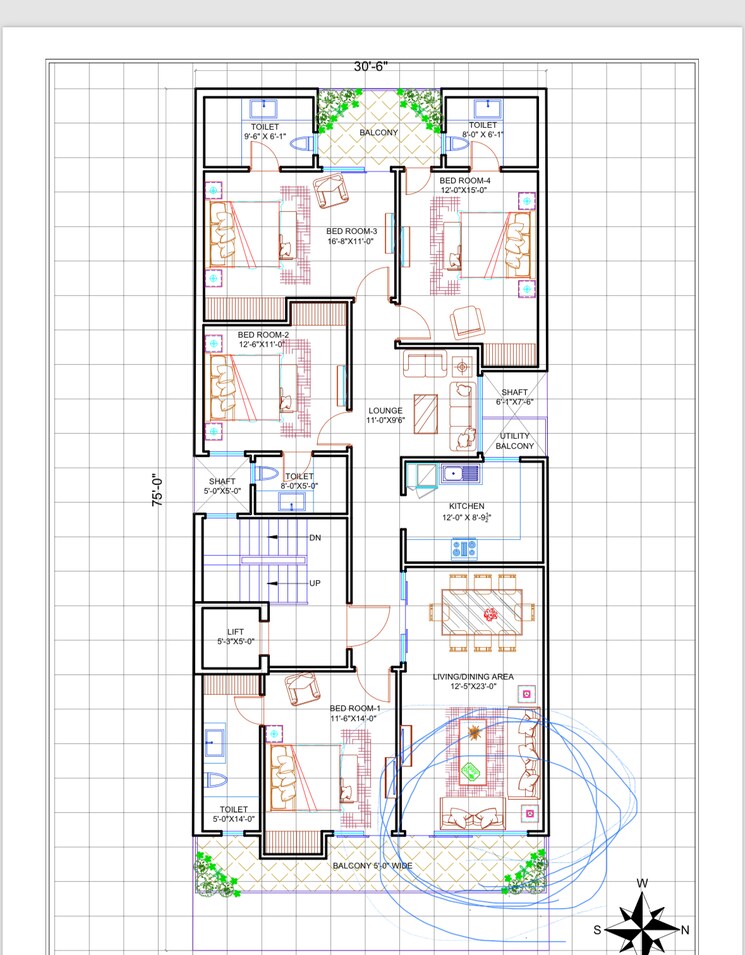 Floor Plan, greater kailash ii 4 Bedroom 250 Sq.Yd. Builder Floor In Greater Kailash ii Delhi 8980503