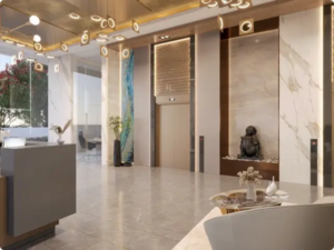 Building Lobby in 2.5 BHK Apartment at Agami Eternity, Bandra East – for Sale