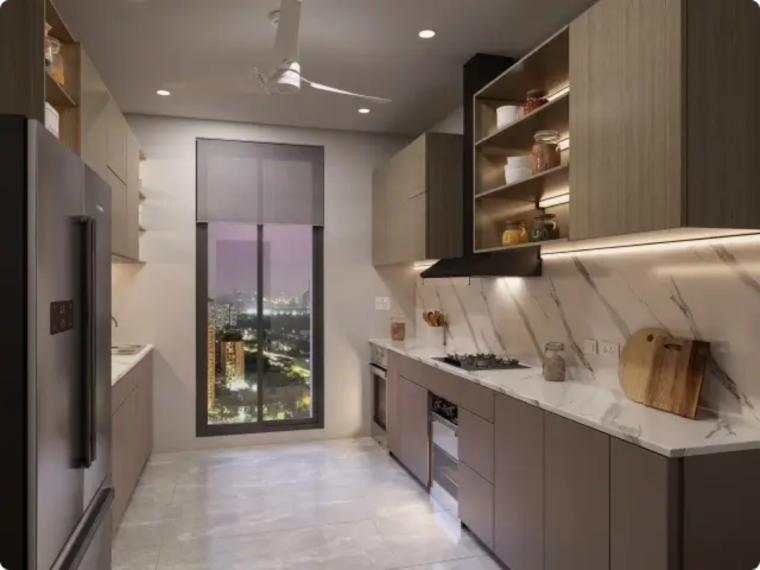 Kitchen, agami-eternity 2.5 Bedroom 794 Sq.Ft. Apartment In Bandra East Mumbai 8980965