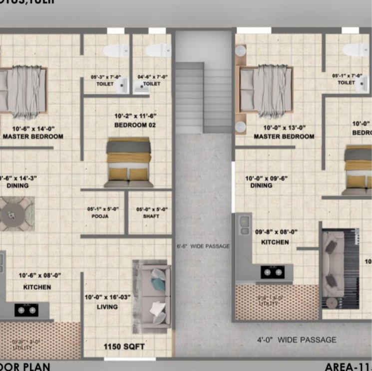 Floor Plan, muthangi 2 Bedroom 1205 Sq.Ft. Builder Floor In Muthangi Hyderabad 8981006
