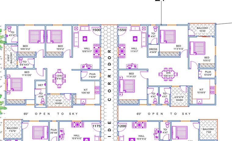 Floor Plan, gajularamaram 2 Bedroom 1175 Sq.Ft. Apartment In Gajularamaram Hyderabad 8981542