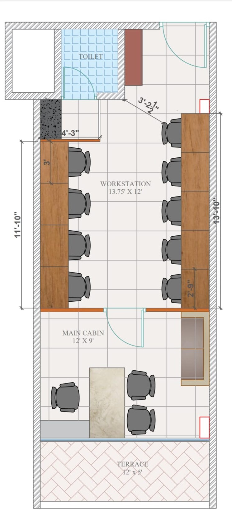 Floor Plan, gota Commercial Office Space 718 Sq.Ft. In Gota Ahmedabad 8981888