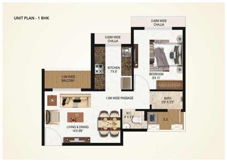 Floor Plan, today-saubhagyam 1 Bedroom 650 Sq.Ft. Apartment In Palaspe Phata Navi Mumbai 8982456