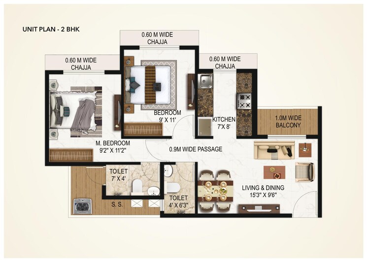 Floor Plan, today-saubhagyam 1 Bedroom 650 Sq.Ft. Apartment In Palaspe Phata Navi Mumbai 8982456