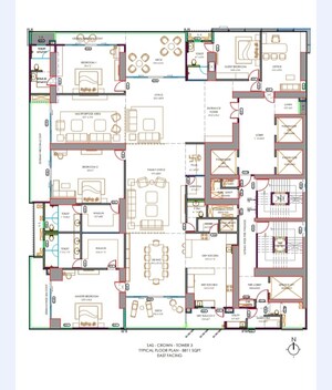 Floor Plan in 4 BHK Apartment at SAS Crown, Kokapet – for Sale