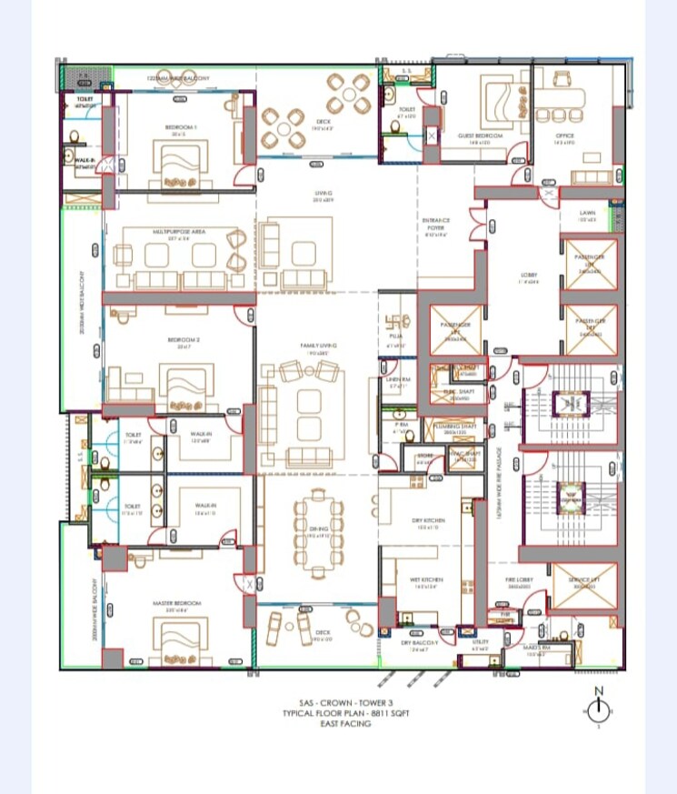 Floor Plan, sas-crown 4 Bedroom 8811 Sq.Ft. Apartment In Kokapet Hyderabad 8982961