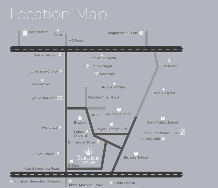 Map Location, kumar-princetown 2 Bedroom 805 Sq.Ft. Apartment In Undri Pune 8983645