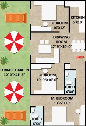 Floor Plan in 2 BHK Apartment at Ambesten Twin County, Sector 1 Greater Noida – for Sale