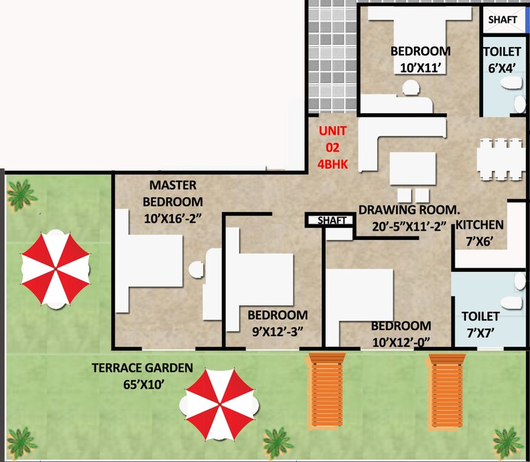 Floor Plan, ambesten-twin-county 2 Bedroom 950 Sq.Ft. Apartment In Sector 1 Greater Noida Greater Noida 8984195