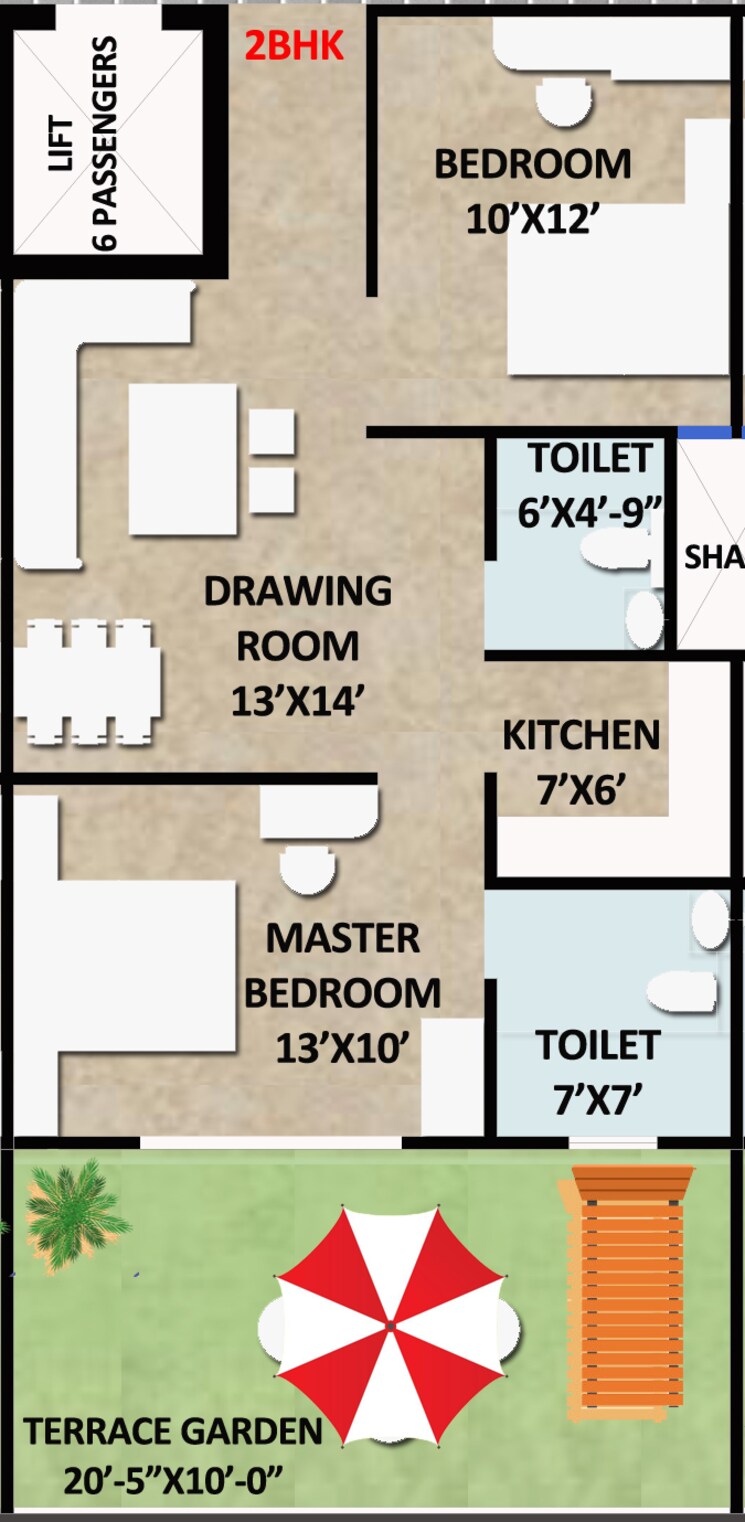 Floor Plan, ambesten-twin-county 2 Bedroom 950 Sq.Ft. Apartment In Sector 1 Greater Noida Greater Noida 8984195
