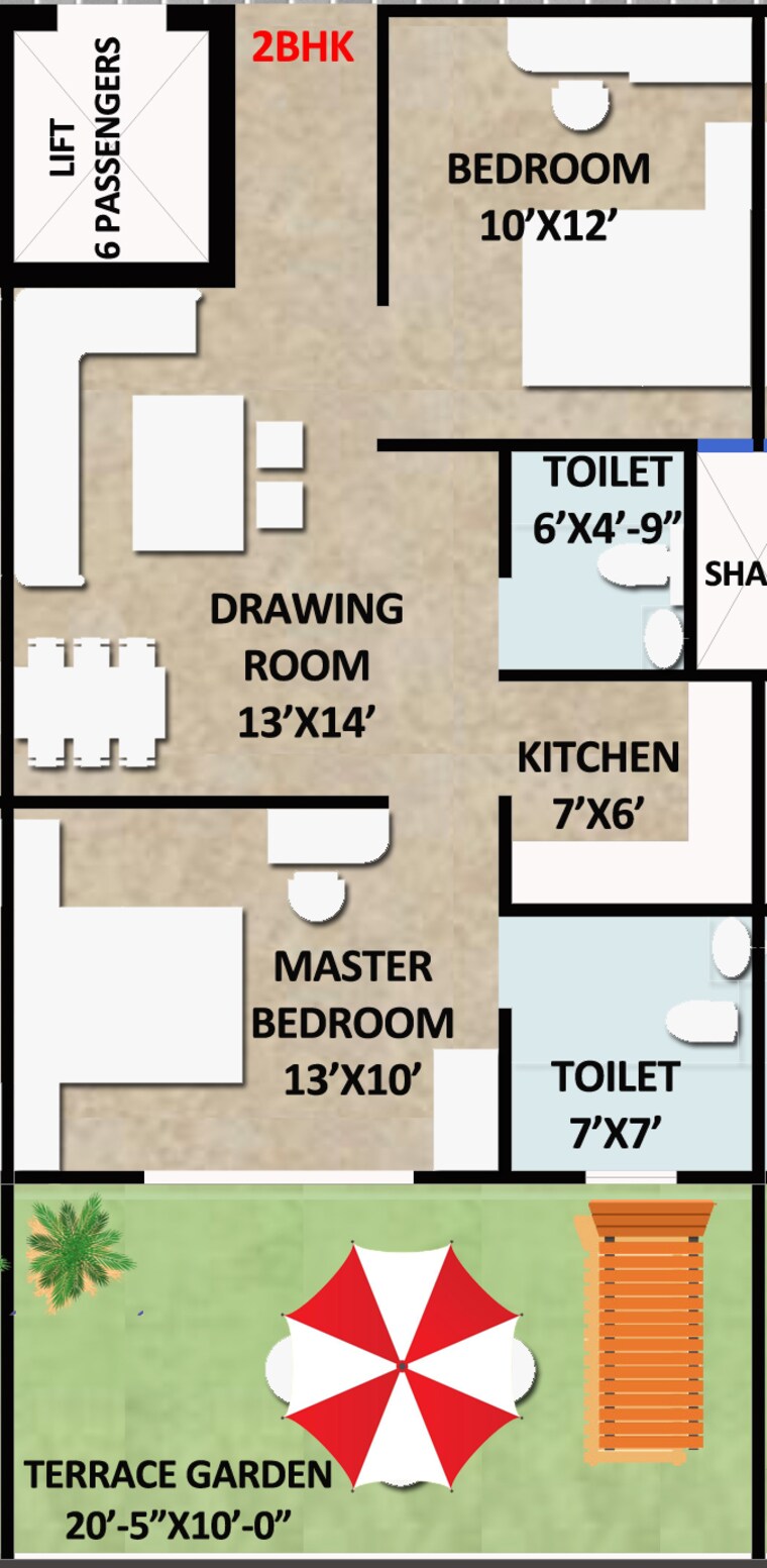 Floor Plan, ambesten-twin-county 2 Bedroom 950 Sq.Ft. Apartment In Sector 1 Greater Noida Greater Noida 8984195