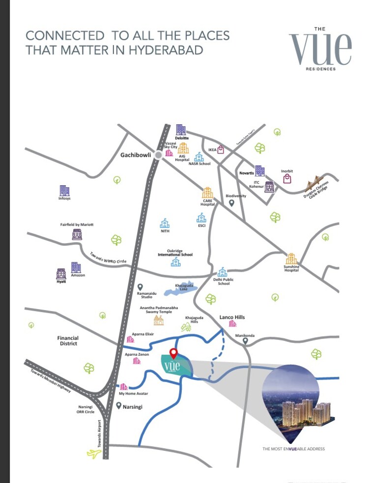 Map Location, raghuram-the-vue-residences 2.5 Bedroom 1500 Sq.Ft. Apartment In Puppalaguda Hyderabad 8984602