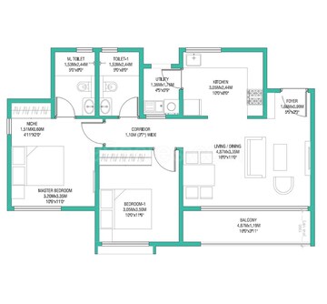 Floor Plan in 2 BHK Apartment at Godrej Splendour, Whitefield – for Sale
