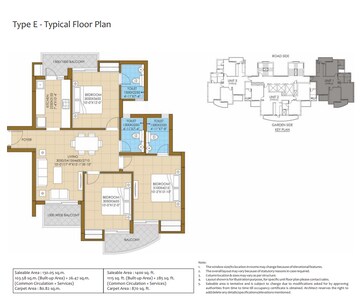 Floor Plan in 3 BHK Apartment at ATS Homekraft Pious Hideaways, Sector 150 – for Sale