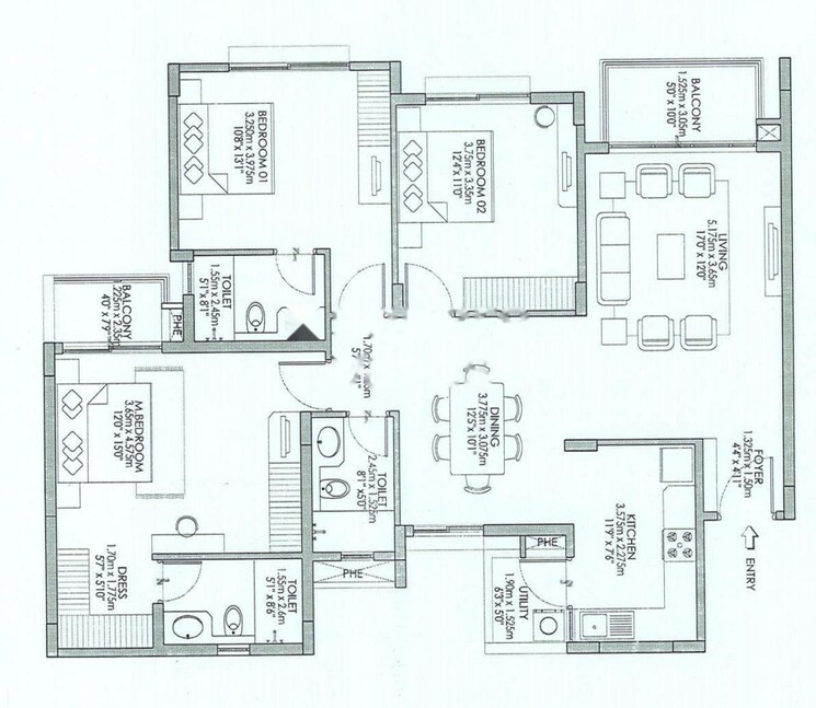 Floor Plan, godrej-eternity 3 Bedroom 1194 Sq.Ft. Apartment In Kanakapura Road Bangalore 8989145