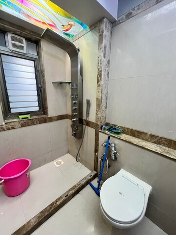 Bathroom in 3 BHK Apartment at Raheja Tipco Heights, Malad East – for Rent