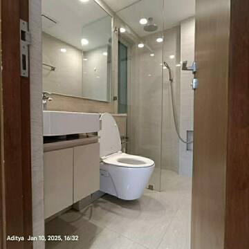 Bathroom in 3 BHK Apartment at Piramal Vaikunth, Balkum Pada – for Rent