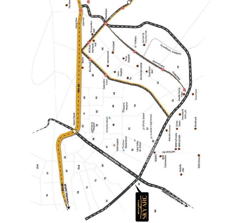 Map Location, smart-world-sky-arc 3 Bedroom 2355 Sq.Ft. Apartment In Sector 69 Gurgaon 8991332