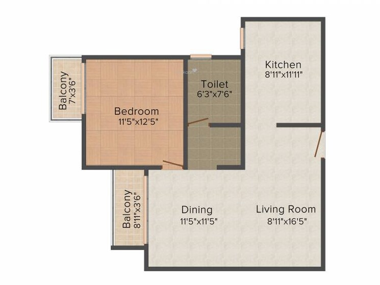 Floor Plan, vbhc-hillview 1 Bedroom 533 Sq.Ft. Builder Floor In Vasind Thane 8992452